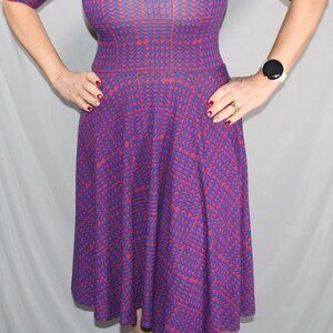 LuLaRoe Small Blue & Red Geometric Print Dress - Bold & Comfortable